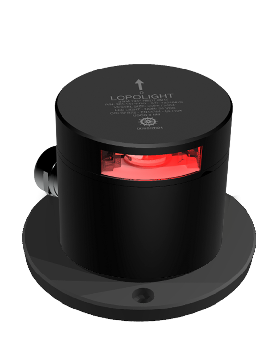 3nm 135° Red, Polar stop light, 2Hz flash, black